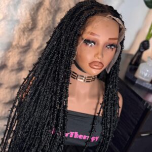32”inches distress braids with 13x4 swiss lace frontal.