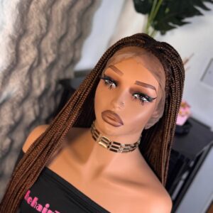 full lace bone straight braided wig in color 30