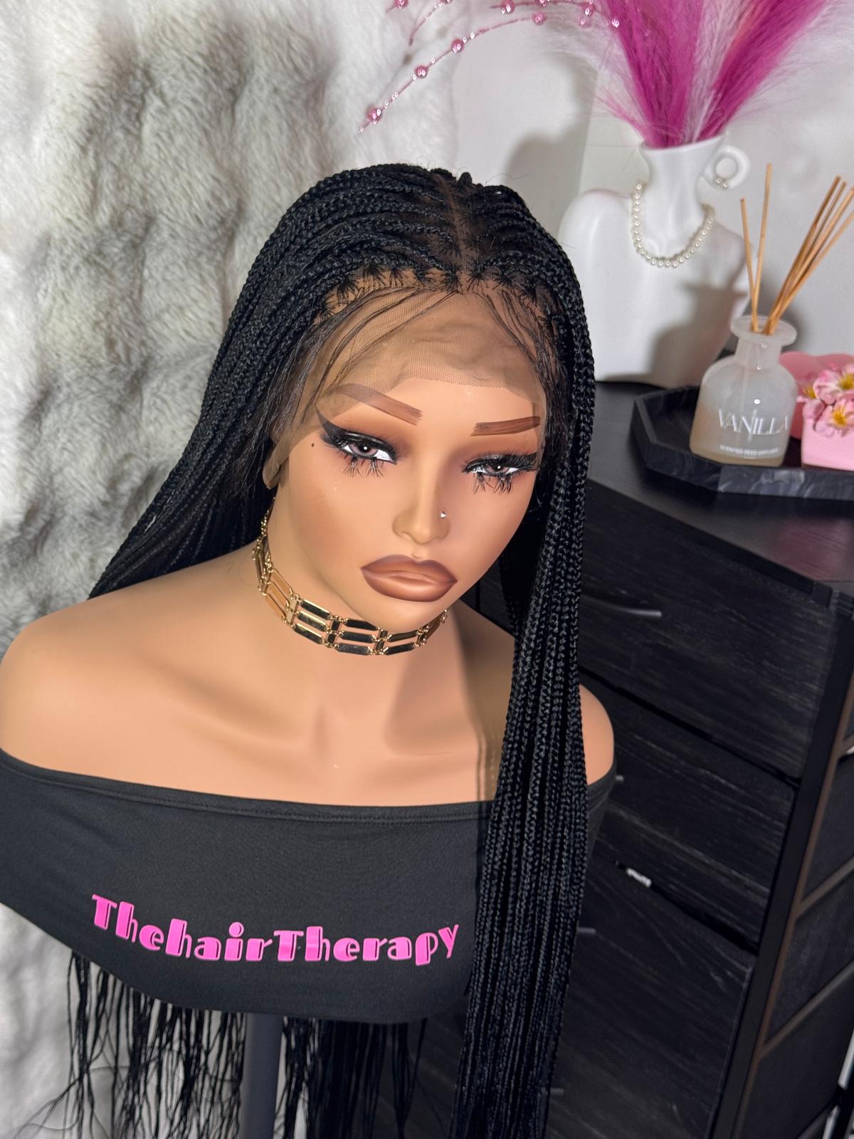 Full lace bone straight braided wig - Image 5