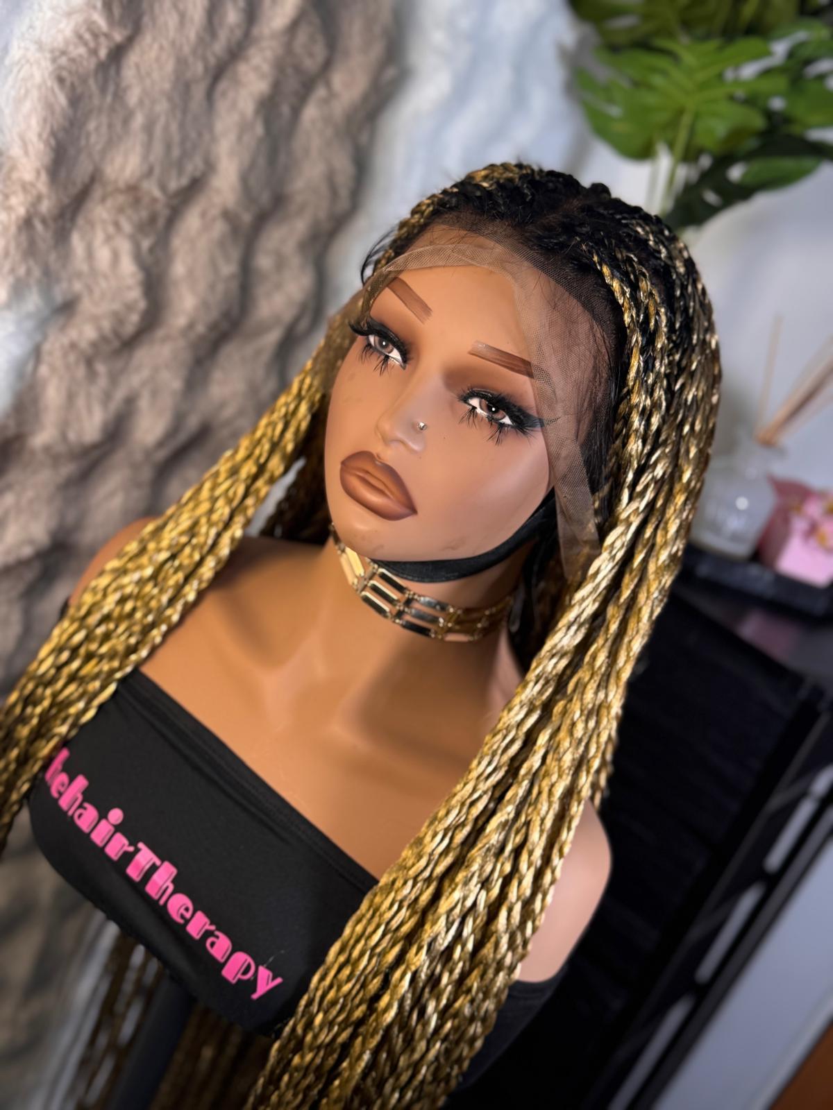 30” inches loose braids in honey blonde with 13x4 swiss lace frontal - Image 4