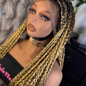 30” inches loose braids in honey blonde with 13x4 swiss lace frontal