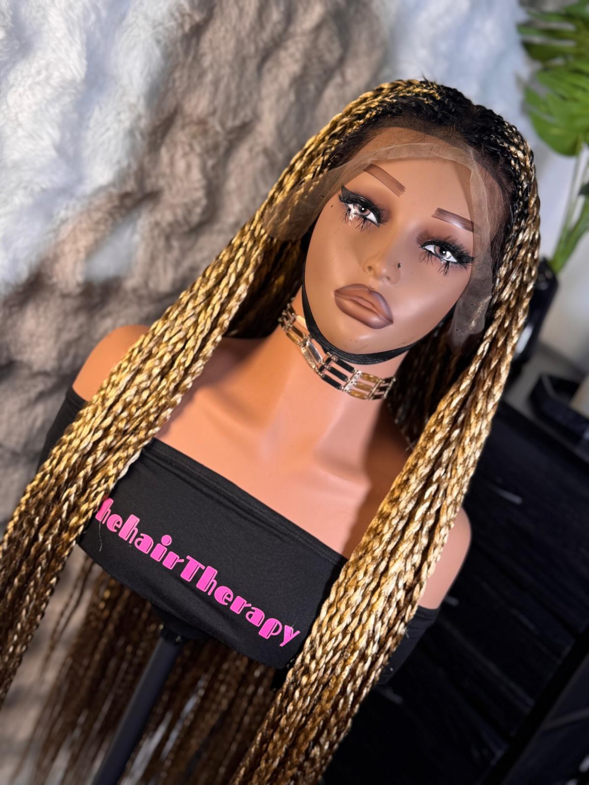 30” inches loose braids in honey blonde with 13x4 swiss lace frontal - Image 2